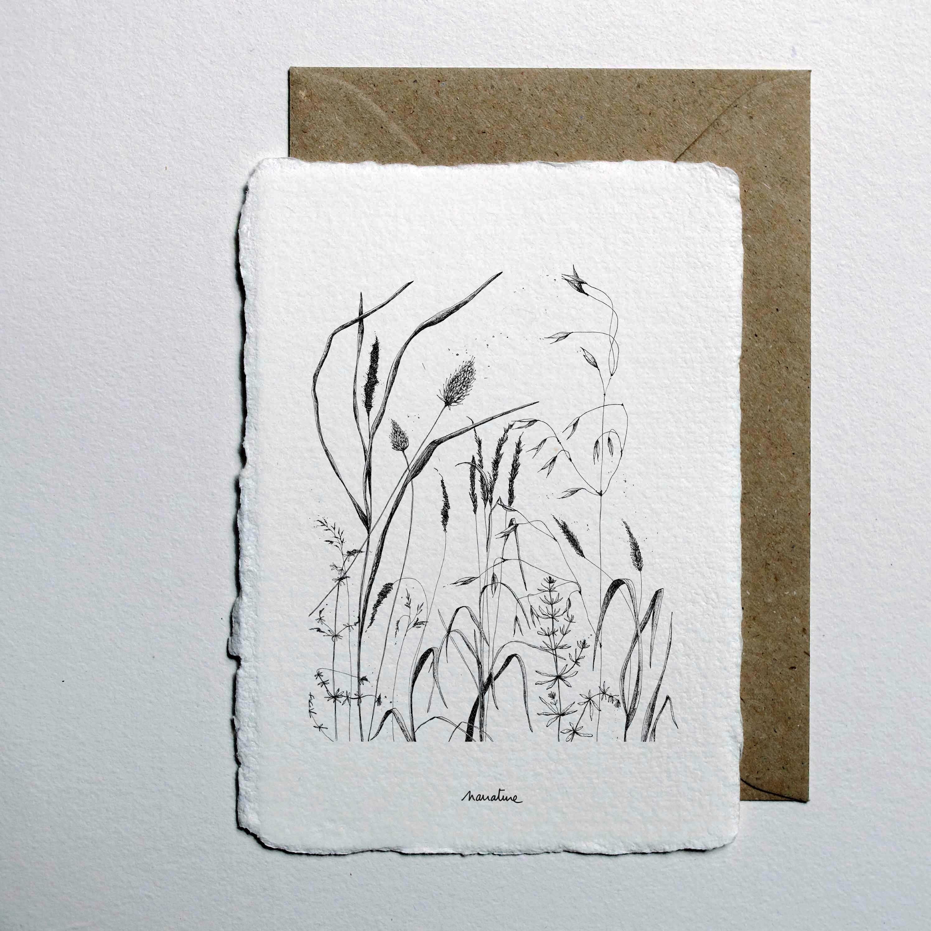 Vagabondes 7 - carte 10x15 papier fait main et enveloppe recyclée