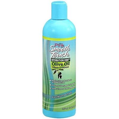 Loción capilar con aceite de oliva Pink Smooth Touch Hydration Vibe de 12 oz