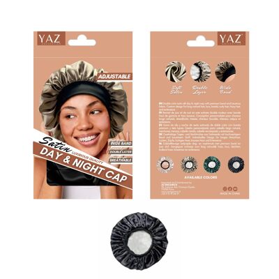 Yaz Collections - Cuffia da giorno e da notte in raso NERO JS0517