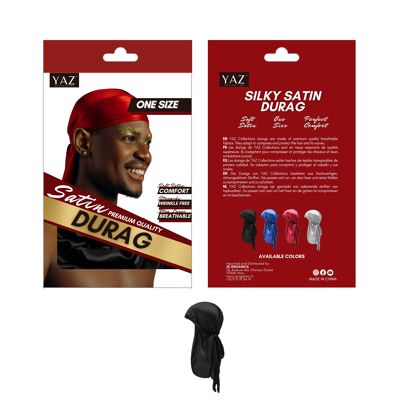 Colecciones Yaz - Durag de satén sedoso NEGRO JS0538