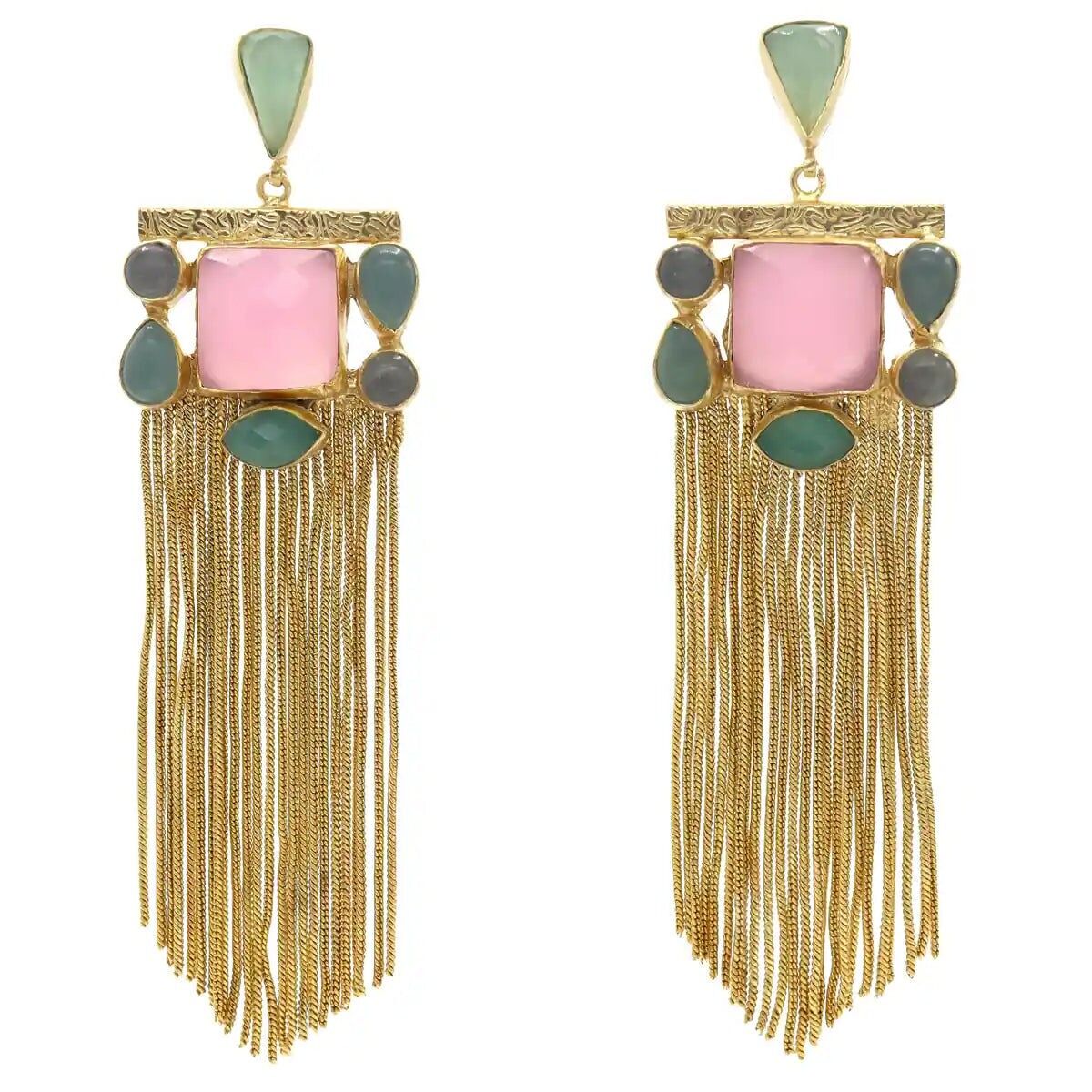 Alhambra-Ohrringe in Rosa und Wassergrün