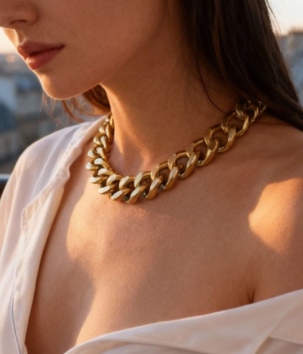 Collana Olbia in maglia XL color oro | Gioielli fatti a mano in Francia