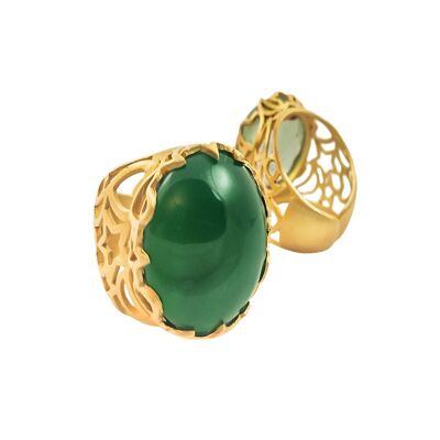 Anillo Sherina filigrana ónix verde