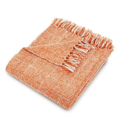 Tappeto Hug Rug intrecciato a quadri incrociati, color ruggine, 130x150 cm