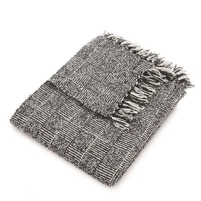 Coperta a quadri intrecciati Hug Rug nera 130X150