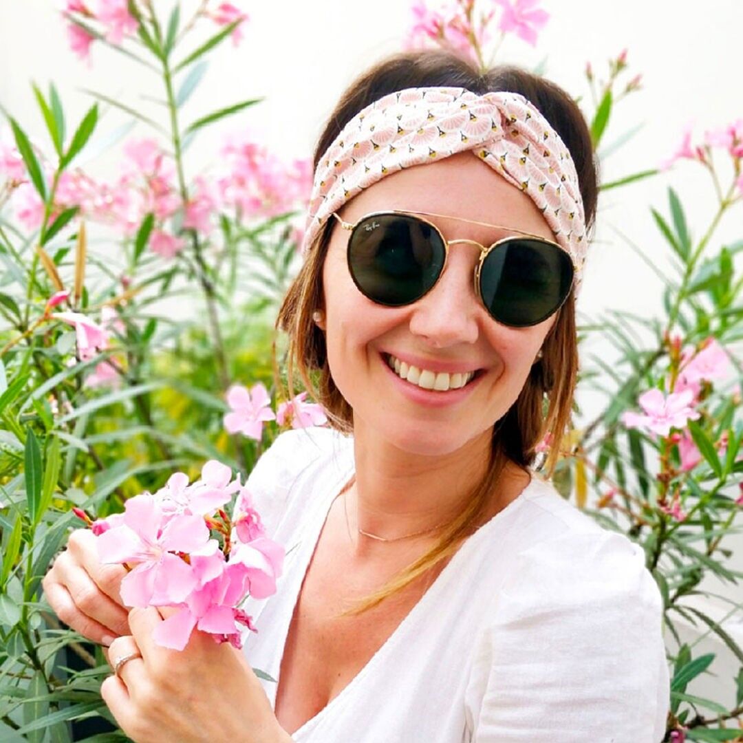 Fascia CLEMENCE / cotone con stampa etnica rosa pallido