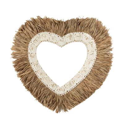 Corazón de concha de rafia - Blanco natural - L