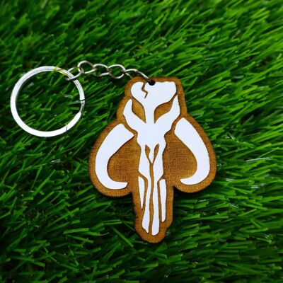 The Mandalorian Wooden Keychain, Star Wars, Geek Colorful Gift, Housewarming For Nerds