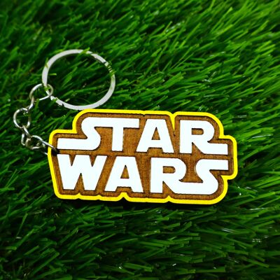 Colorful Star Wars Logo Wooden Keychain, Star Wars Fan, Geek Colored Gift, Housewarming For Nerds