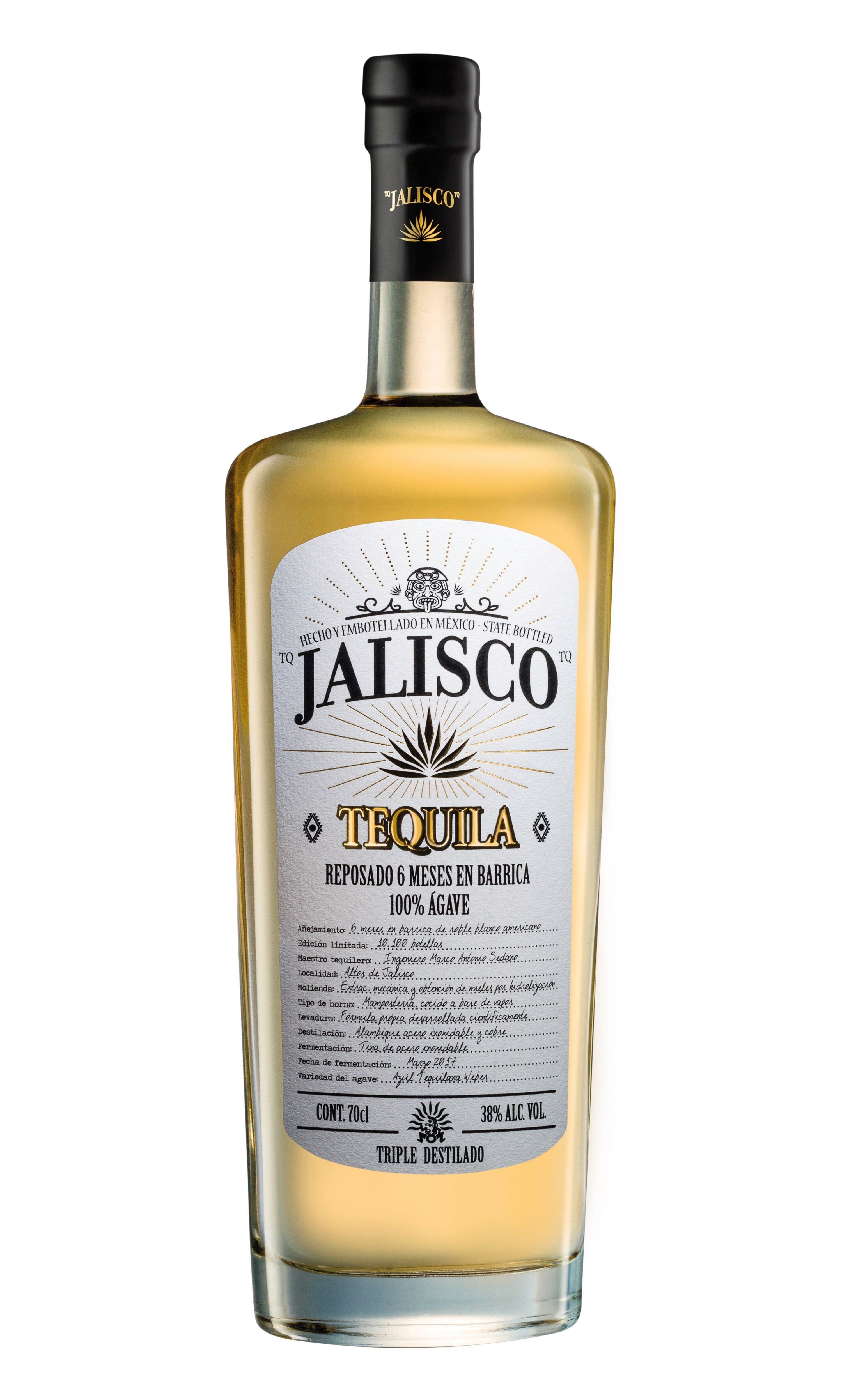 Tequila Jalisco Reposado – Tequila triplemente destilado elaborado con 100% agave azul. 0,7 l de alcohol 38% vol.