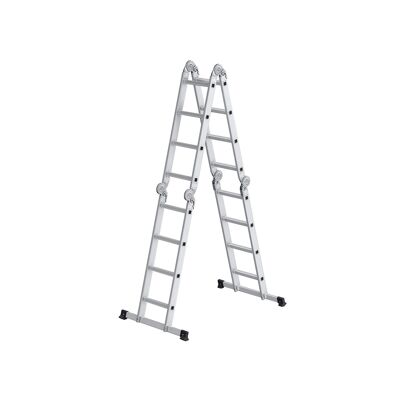 Scala con 16 gradini in 6 posizioni lunga 430 cm argento