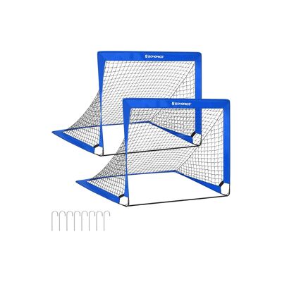 Juego de 2 porterías de fútbol para niños, desplegables, azules