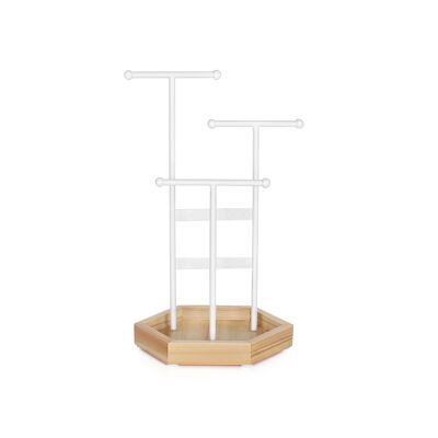 Porta Joyas de metal y madera Blanco