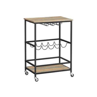 Industrial design serving trolley turquoise-brown-black