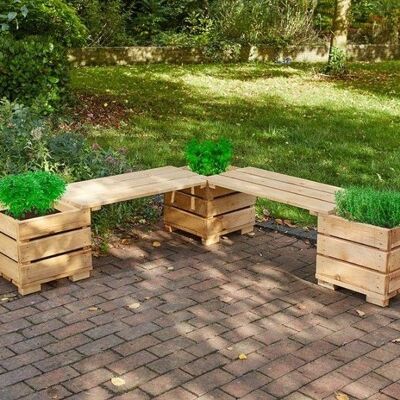 Banc d'angle confortable avec jardinière (3 jardinières et 2 sièges) - 34616