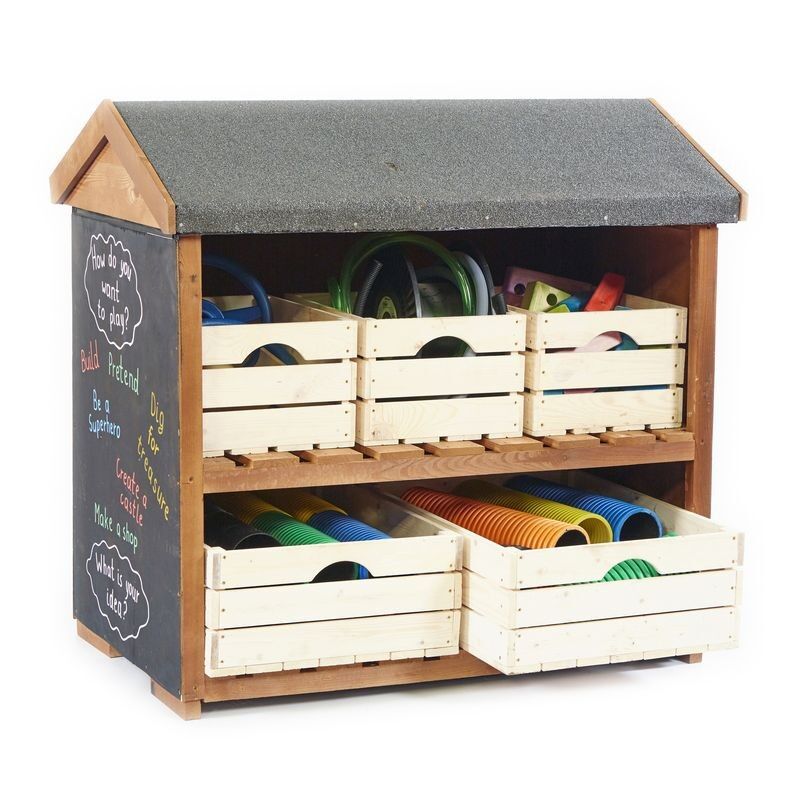 Comoda scaffalatura bassa per esterni e 5 scatole - 32416