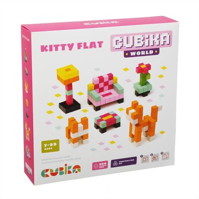 Juego de construcción de bloques de madera Cubika - Casa para gatos