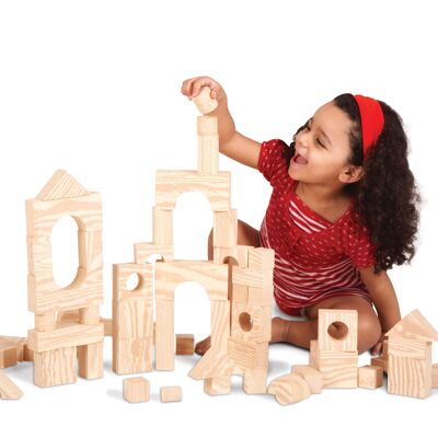 Blocs de mousse imitation bois Edushape - 80 pièces par sachet