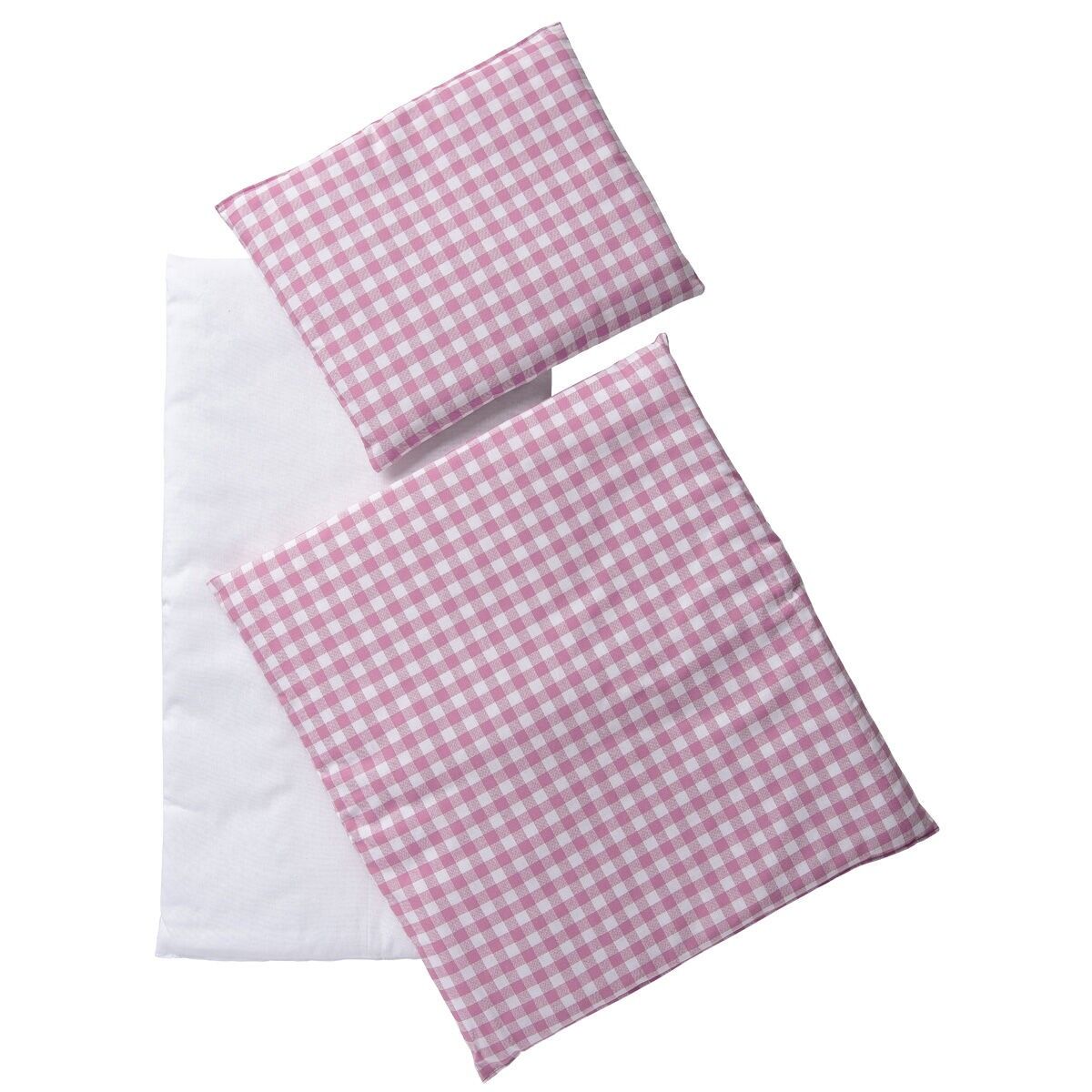 Van Dijk Toys Bettwäsche rosa/weiß kariert 3-teilig - Pink