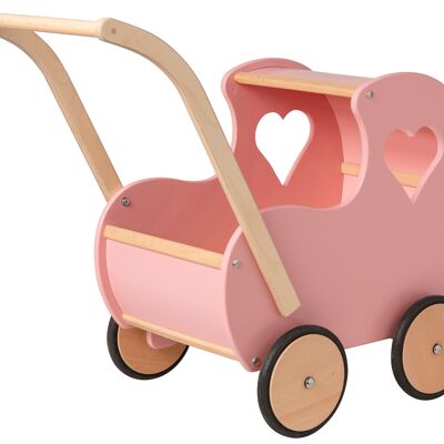 Van Dijk Toys wooden toy doll pram vintage/retro - Pink (Childcare quality)