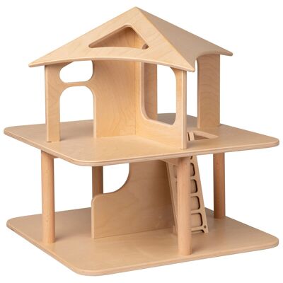 Juguetes de madera Van Dijk Toys Casa de muñecas abierta por los 4 lados - natural (apta para guardería)