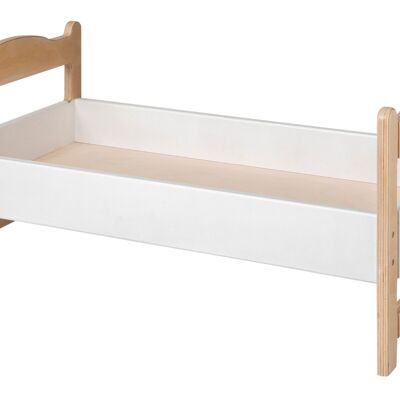 Cama de madera para muñecas Van Dijk Toys - Blanca (Calidad infantil) En paquete plano
