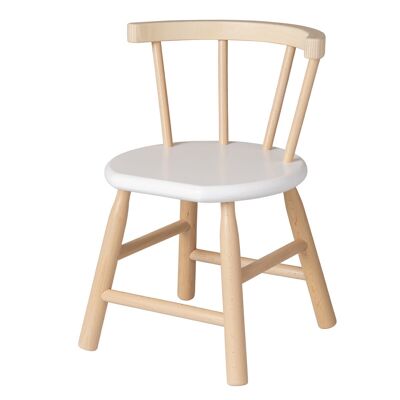 Seggiolone in legno Van Dijk Toys con schienale curvo - Legno naturale e bianco (qualità per l'infanzia)