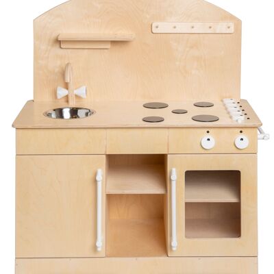 Van Dijk Toys wooden toy kitchen / kitchenette XL - Natural with white (Childcare quality)