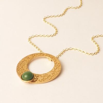 Alhambra Palace Pendant - Captivating Nasrid Detail in Gold & Green