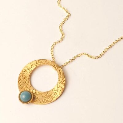 Alhambra Palace Gold Circle Pendant with Blue Stone