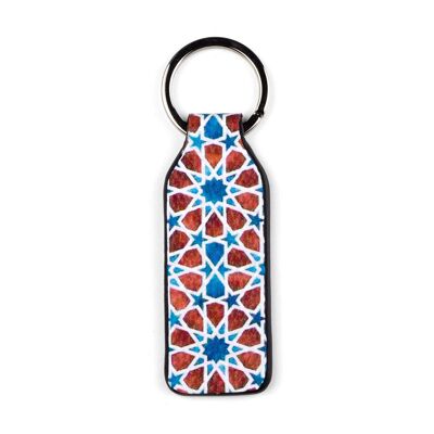 Brown and blue leather keychain Fatima