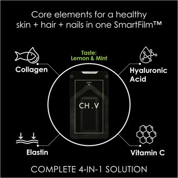 CHV SmartFilm™ - 4 en 1 - Collagène, Acide Hyaluronique, Elastine, Vitamine C pour Peau Cheveux Ongles - Soins 2