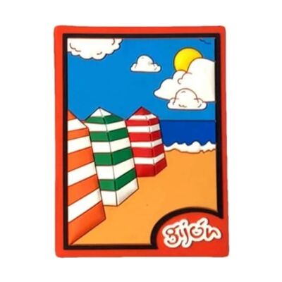 Aimant PVC – Cabanes de Plage San Lorenzo Gijon Asturias – M039-2