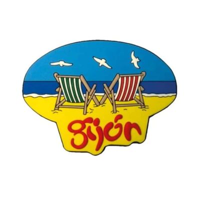 Magnete in PVC – Amache da spiaggia Gijón Asturias – M027