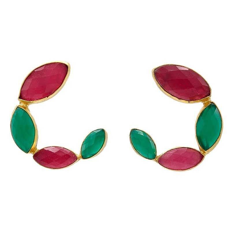 NINGYO RUBIN UND GRÜNE OHRRINGE