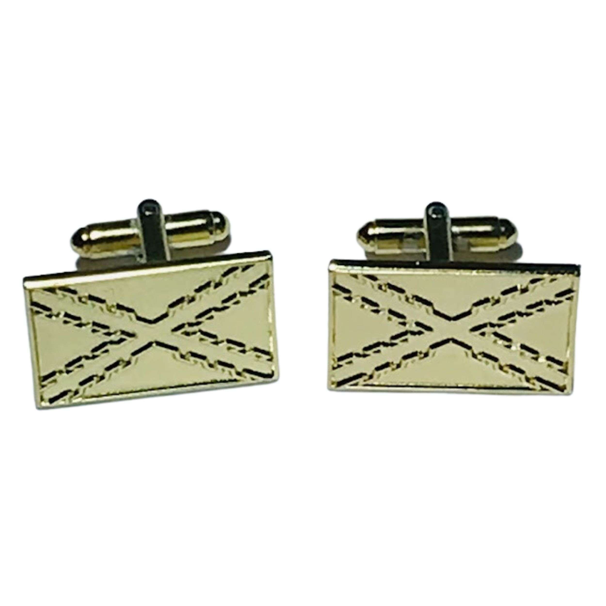 Gold-colored cufflinks - Flag of the Cross of the Spanish Empire of Burgundy - Spain
