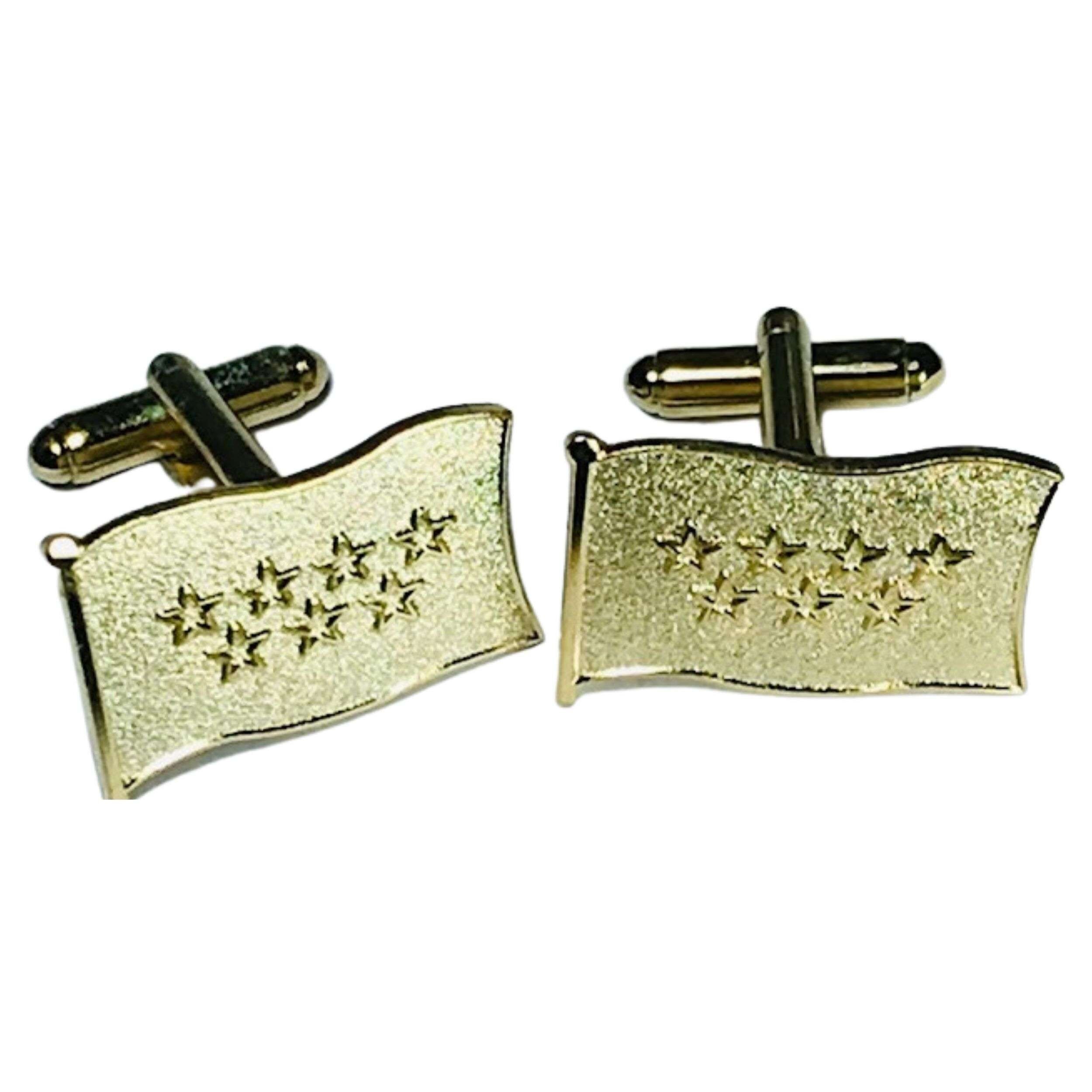 Gold-colored cufflinks - Flag of the Community of Madrid - Spain