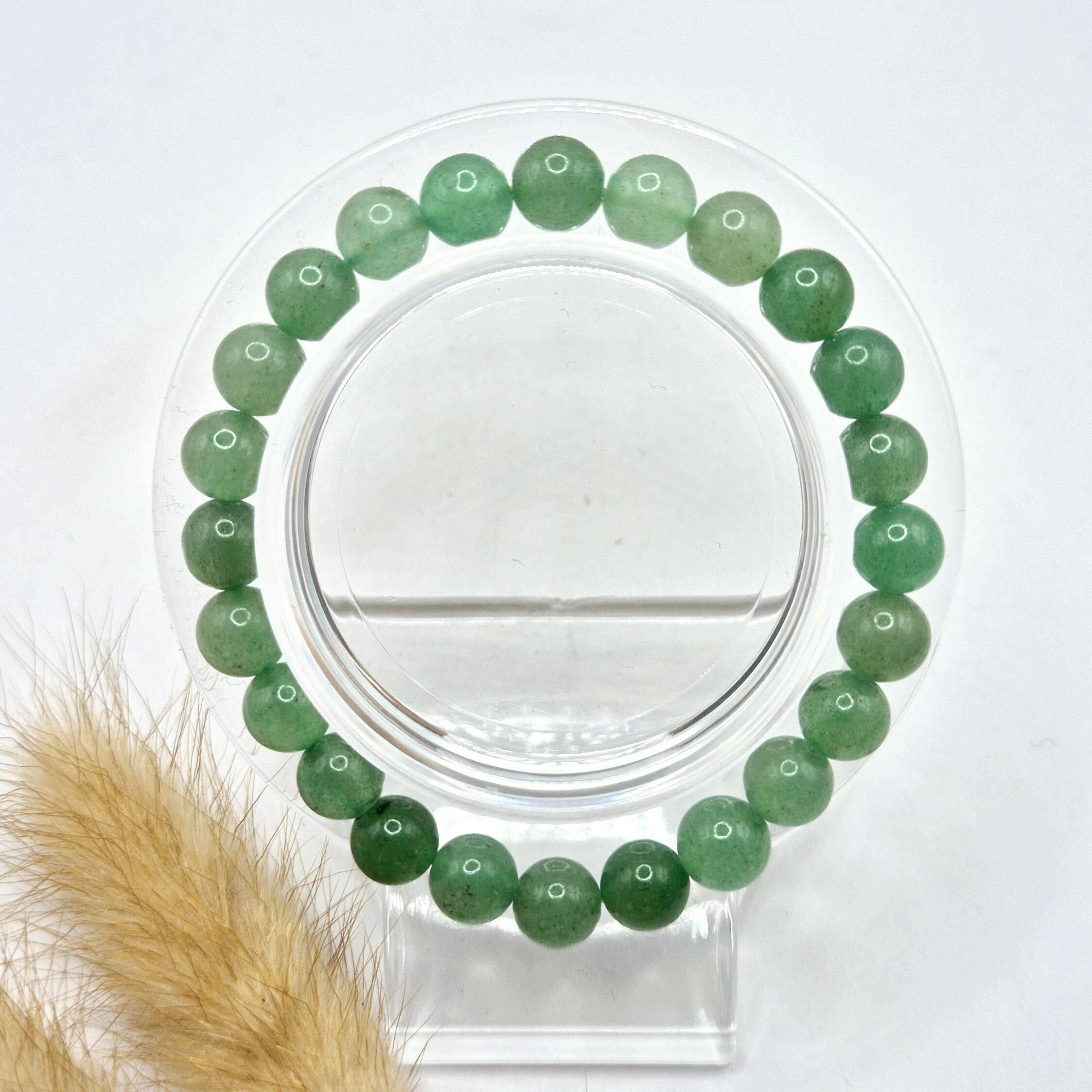 Bracelet en pierres précieuses avec perles rondes de 8 mm - Aventurine verte