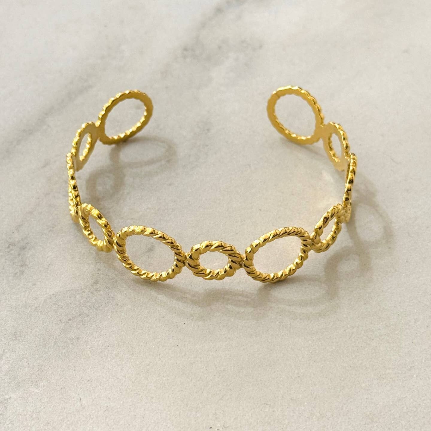 Bracciale rigido in acciaio inossidabile a bolle