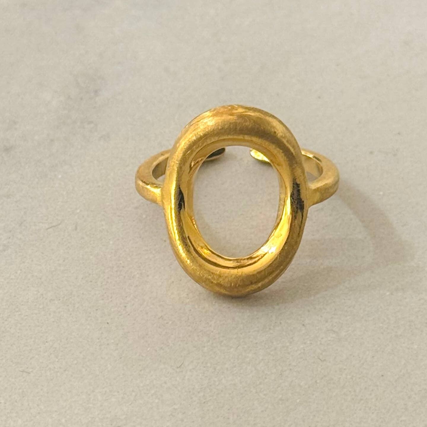 Milva Brushed Gold Adjustable Stainless Steel Ring