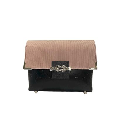 Box - Borsa donna a tracolla in PVC bullonato e Alcantara rosa