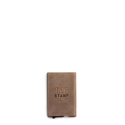 Tarjetero metálico STAMP ST28019, hombre, forrado en piel, protección rfid