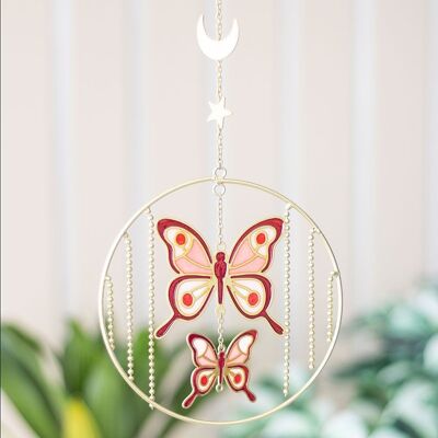 Décoration suspendue en forme de papillon rose