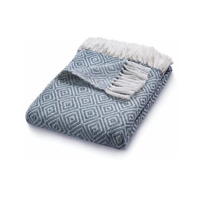 Alfombra Hug Rug tejida con rombos en azul denim