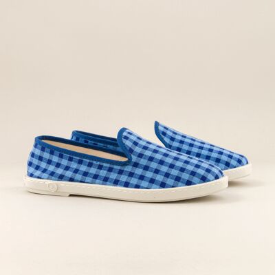 Women's gingham slippers, ocean blue