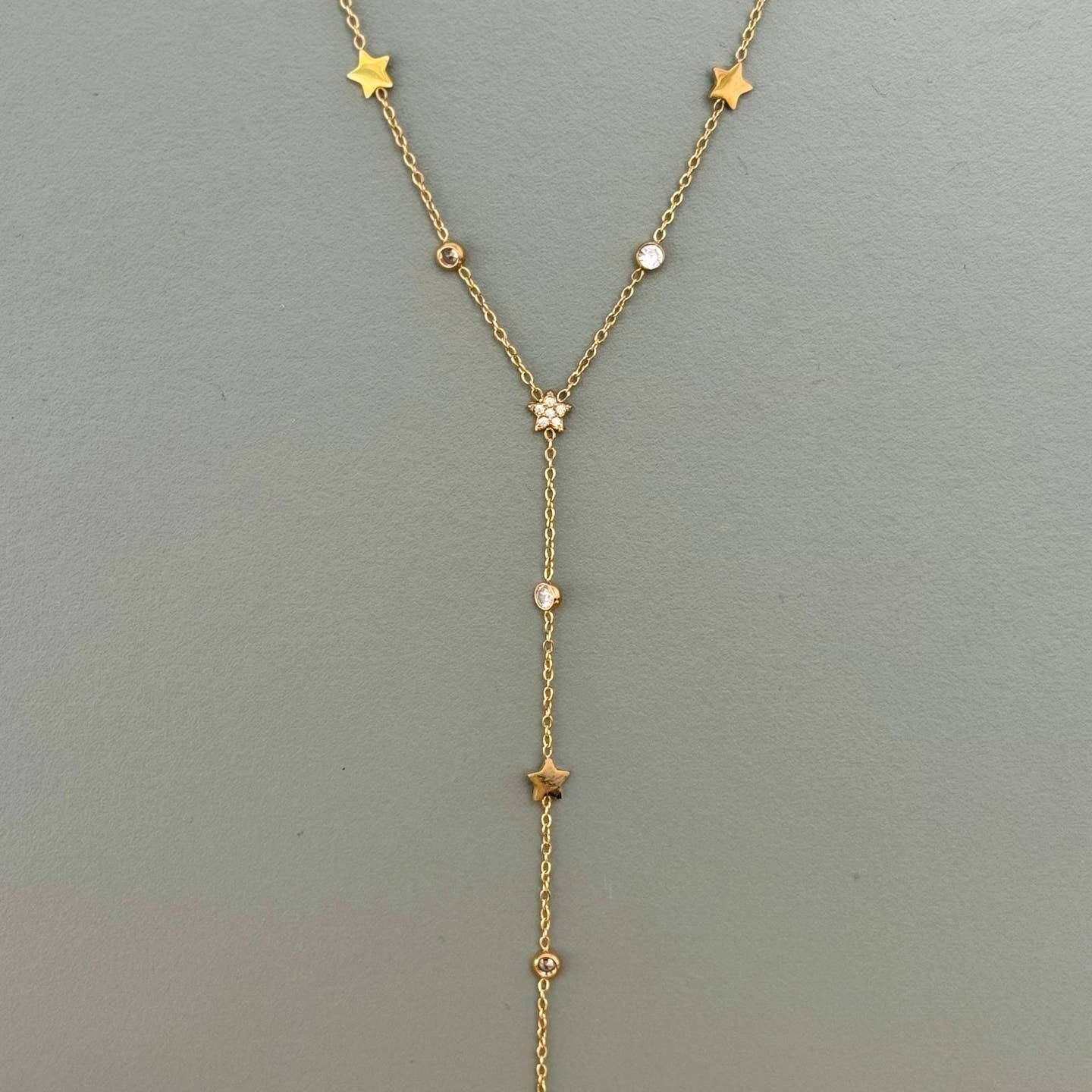 Stars & Dots Long Stainless Steel Necklace