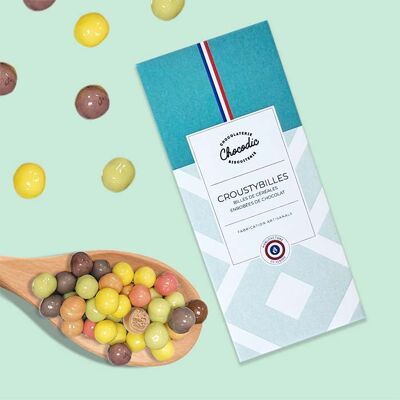 Croustybilles Stick Box - bolas de cereal cubiertas de chocolate - caja de regalo de chocolate para cumpleaños, Día de la Madre, fin de año escolar, maestros, el placer de regalar