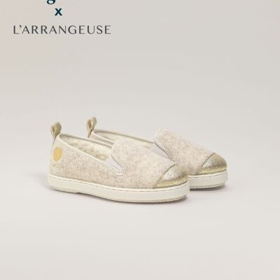 Children's slippers collab' x l'Arrangeuse, golden beige
