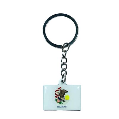 Metal Keychain - Illinois State Flag - USA
