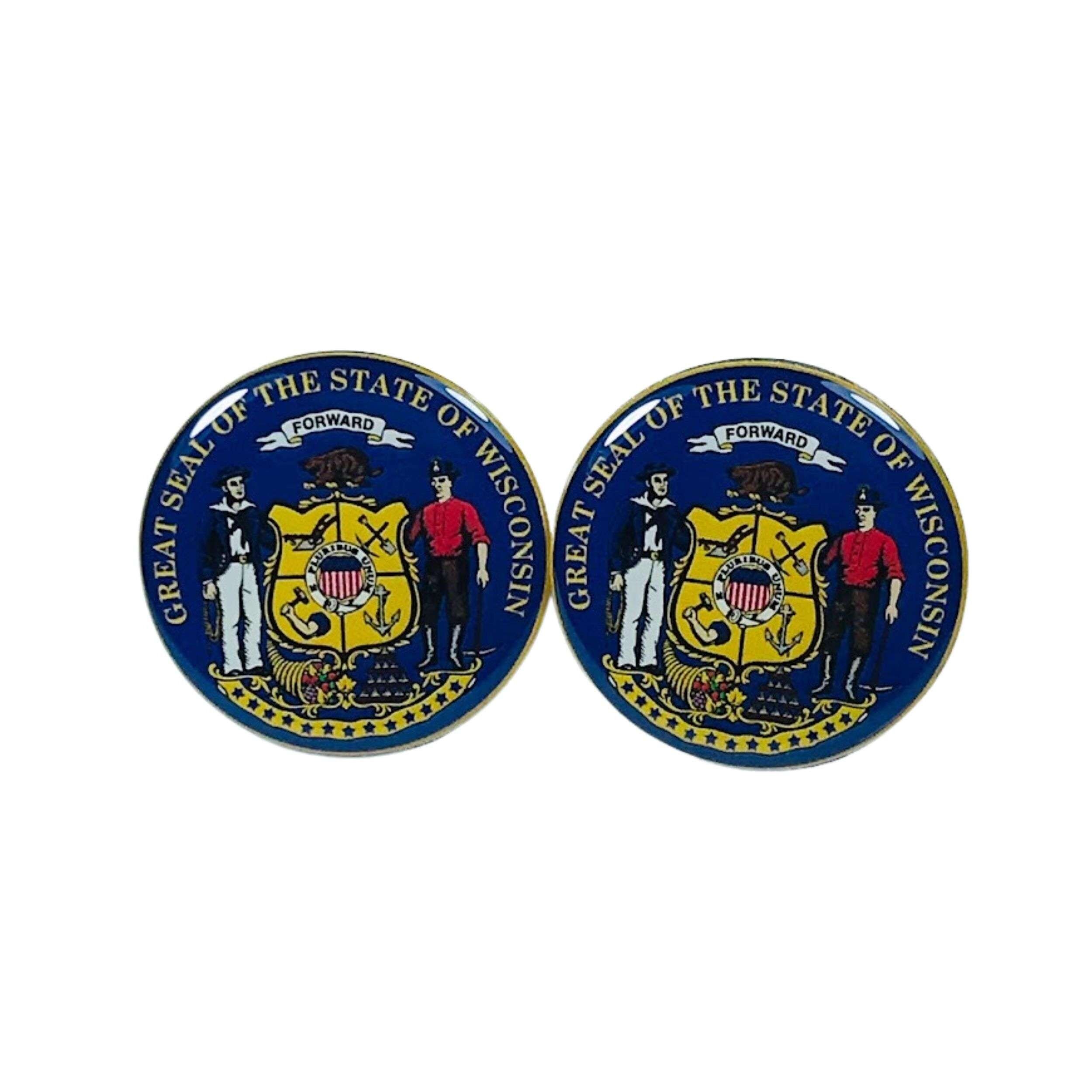 Manschettenknöpfe - Wisconsin Staatswappen - USA